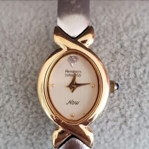 Armitron Now Watch Womens Diamond 17mm Case Quartz‎ Analog Silver & Gold Tone